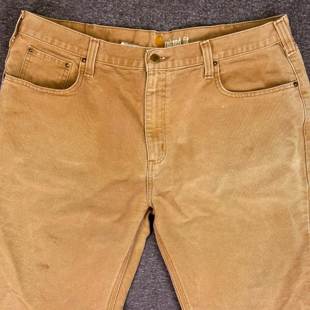 Carhartt‎ Pants Mens 40x30 Tan Duck Canvas Relaxed Workwear Brown Rugged Utility